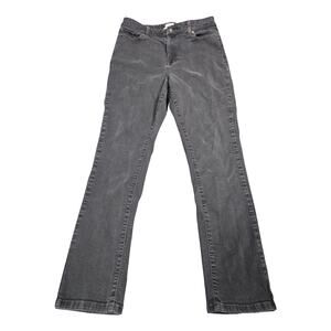 L.L.Bean Jeans Womens 12 Gray Classic Fit Stretch Denim Straight Leg Charcoal